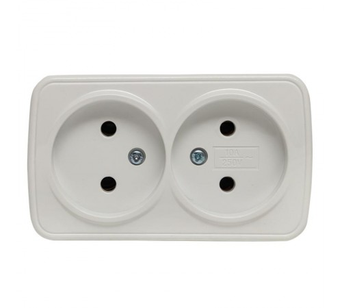 Минск Розетка 2-местная ОП 10А без заземления белая  EKF Basic  EGR10-102-10  EKF