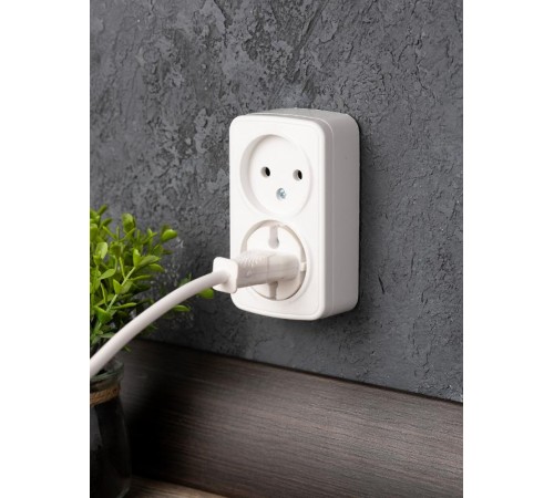 Минск Розетка 2-местная ОП 10А без заземления белая  EKF Basic  EGR10-102-10  EKF