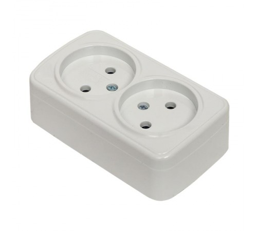 Минск Розетка 2-местная ОП 10А без заземления белая  EKF Basic  EGR10-102-10  EKF