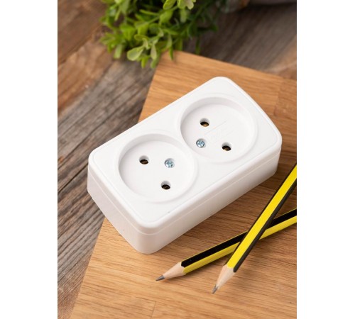 Минск Розетка 2-местная ОП 10А без заземления белая  EKF Basic  EGR10-102-10  EKF