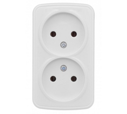 Минск Розетка 2-местная ОП 10А без заземления белая  EKF Basic  EGR10-102-10  EKF