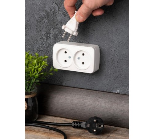 Минск Розетка 2-местная ОП 10А без заземления белая  EKF Basic  EGR10-102-10  EKF