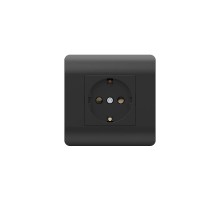 Розетка с/з со шторками, 16А, черный(NEW3-E)  431484  CHINT