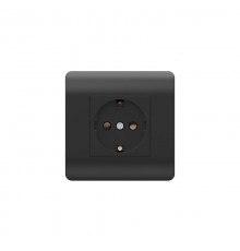 Розетка с/з со шторками, 16А, черный(NEW3-E)  431484  CHINT