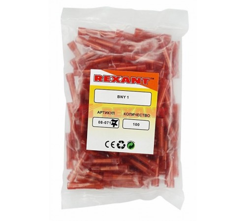 Соединительная гильза изолированная L-27.3 мм нейлон 0.5-1.5 мм (ГСИ(н) 1.5/ГСИ-н 0,5-1,5) красная  08-0717  REXANT