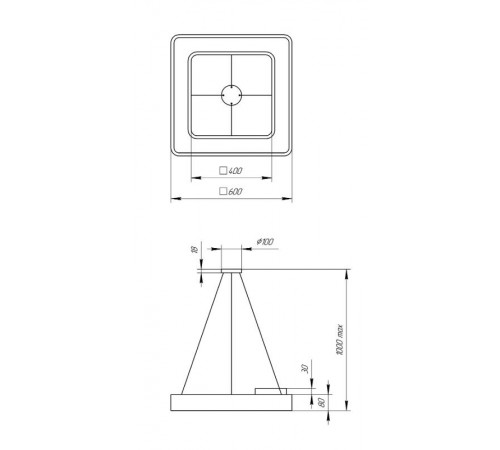 Светильник светодиодный Geometria Quadro SPO-161-W-40K-060 60Вт 4000К 5500Лм IP40 600*600*80 белый подвесной  Б0050582  ЭРА