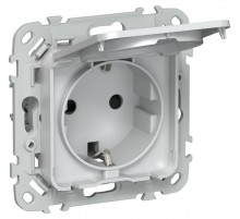 FLITE Розетка с заземлением со шторками с крышкой быстрозажимные клеммы 16А IP44 РСшкр11-1-44-ФлЖ жемчуг  FI-R16-16-1-44-K36  IEK