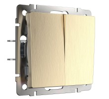 W1122010/ Электроустановочные изделия - Выключатель двухклавишный проходной (шампань рифленый)  a051420  Werkel
