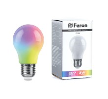 Лампа светодиодная LB-375 (3W) 230V E27 RGB для белт лайта A50 матовый плавная сменая цвета  38118  Feron