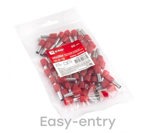Наконечник штыревой втулочный изолированный НШвИ 10,0-12 (50шт.) EKF PROxima  nhvi-10.0-12  EKF