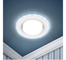 Светильник точечный встраиваемый DK LD37 WH/WH декор cо светодиодной подсветкой GX53, белый/белый  Б0037384  ЭРА