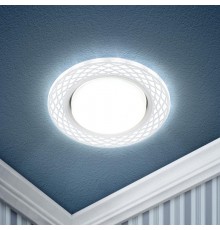 Светильник точечный встраиваемый DK LD37 WH/WH декор cо светодиодной подсветкой GX53, белый/белый  Б0037384  ЭРА