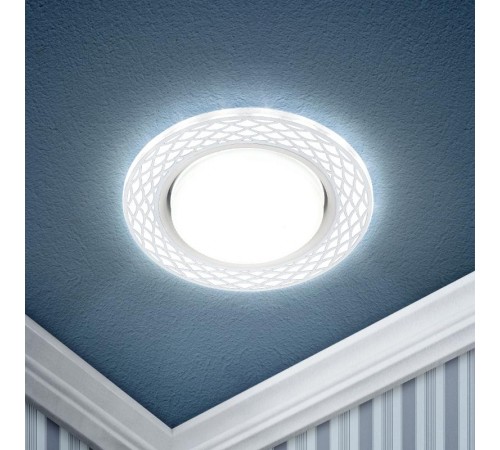 Светильник точечный встраиваемый DK LD37 WH/WH декор cо светодиодной подсветкой GX53, белый/белый  Б0037384  ЭРА