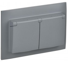 SKANDY Розетка 2-местная с кр. 16А в сб IP44 SK-R12Gr серый  SK-R26-16-44-K03-F  IEK