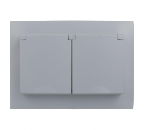 SKANDY Розетка 2-местная с кр. 16А в сб IP44 SK-R12Gr серый  SK-R26-16-44-K03-F  IEK