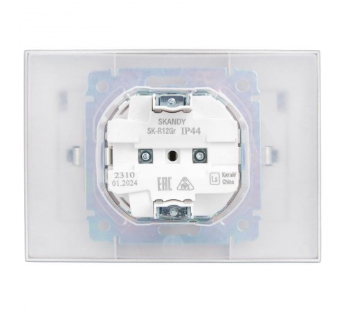 SKANDY Розетка 2-местная с кр. 16А в сб IP44 SK-R12Gr серый  SK-R26-16-44-K03-F  IEK