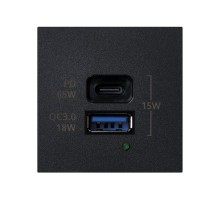 Simon Connect Зарядное устройство USB A+C 65W, 230В~, графит, K45, Connect  K126H-14  Simon