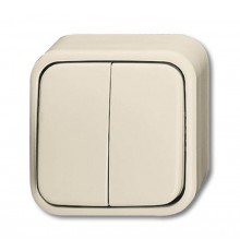 Выключатель 2-клавишный, с подсветкой, для открытого монтажа, IP44, серия Busch-Duro 2000 AP, цвет слоновая кость  1042-0-0670  2CKA001042A0670  A