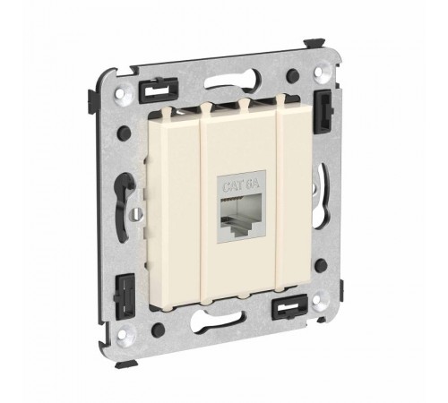Компьютерная розетка RJ-45 без шторки в стену, кат.6А одинарная экранированная, "Avanti", "Ванильная дымка"  4405773  DKC