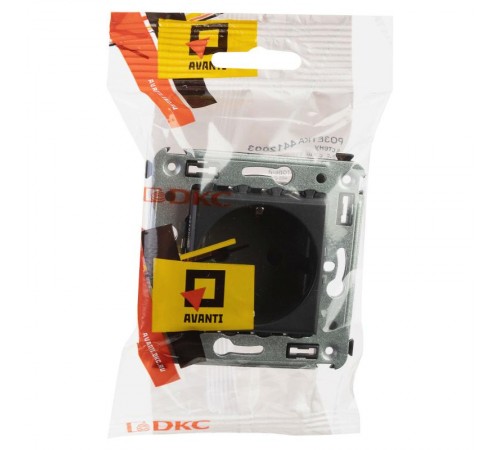 Розетка в стену, 2P+E, с з/ш, "Avanti", "Черный матовый"  4412003  DKC