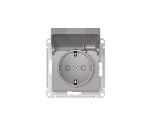AtlasDesign Алюминий Розетка с заземлением со шторками с крышкой, 16А,IP20, механизм, быстрозажимные клеммы  ATN000346S  SE