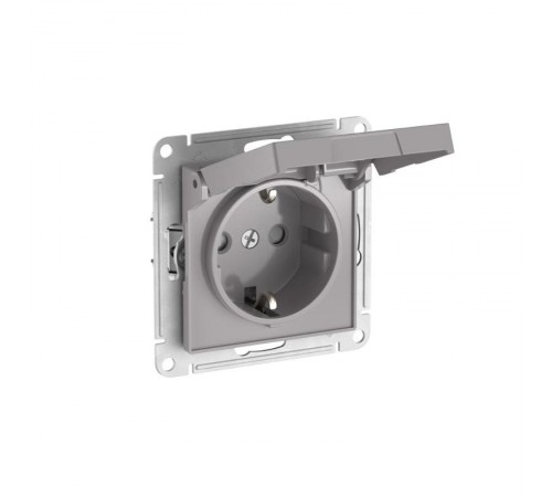 AtlasDesign Алюминий Розетка с заземлением со шторками с крышкой, 16А,IP20, механизм, быстрозажимные клеммы  ATN000346S  SE