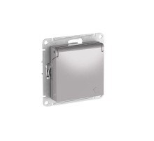 AtlasDesign Алюминий Розетка с заземлением со шторками с крышкой, 16А,IP20, механизм, быстрозажимные клеммы  ATN000346S  SE