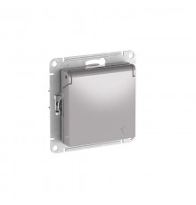 AtlasDesign Алюминий Розетка с заземлением со шторками с крышкой, 16А,IP20, механизм, быстрозажимные клеммы  ATN000346S  SE