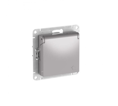 AtlasDesign Алюминий Розетка с заземлением со шторками с крышкой, 16А,IP20, механизм, быстрозажимные клеммы  ATN000346S  SE