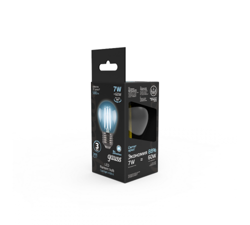 Лампа светодиодная LED 7Вт E27 220В 4100К шар  105802207  Gauss