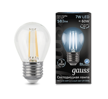 Лампа светодиодная LED 7Вт E27 220В 4100К шар  105802207  Gauss