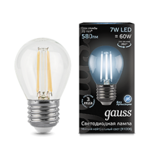 Лампа светодиодная LED 7Вт E27 220В 4100К шар  105802207  Gauss