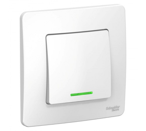 Blanca Белый С/У Выключатель 1-клавишный с подсветкой, 6А, 250B  BLNVS006111  SE