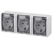 Розетка 11-2405-01  3-ая с заземлением IP54, 16АХ-250В, ОУ, Эксперт, Белый Б0020720  ЭРА
