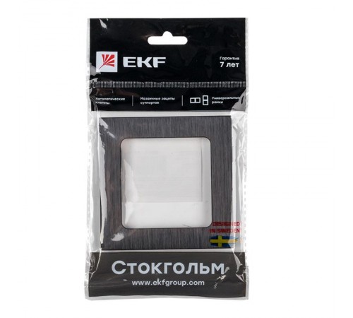 Стокгольм Рамка 1-местная металлическая черная PROxima  EZM-G-302-10  EKF