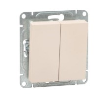 Механизм выключателя, двухклавишный, проходной, кремовый Эпика  UP1-SWI-21 EKF