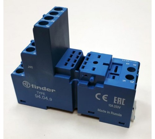 Розетка с винтовыми клеммами (с зажимной клетью) для реле 55.32, 55.34, таймера 85.02, 85.04; применяются модули 86.00, 99.02  94049SPA  Finder
