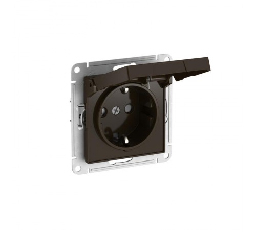 AtlasDesign Мокко Розетка с заземлением со шторками с крышкой, 16А,IP20,механизм, быстрозажимные клеммы  ATN000646S  SE