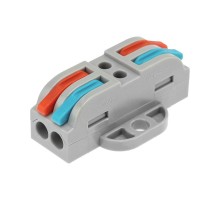 Клемма СМК 222-422P проходная 2 полюса, с монтажной площадкой (0,08-4 мм), серая (50 шт./уп.)  07-6262  REXANT