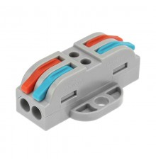 Клемма СМК 222-422P проходная 2 полюса, с монтажной площадкой (0,08-4 мм), серая (50 шт./уп.)  07-6262  REXANT