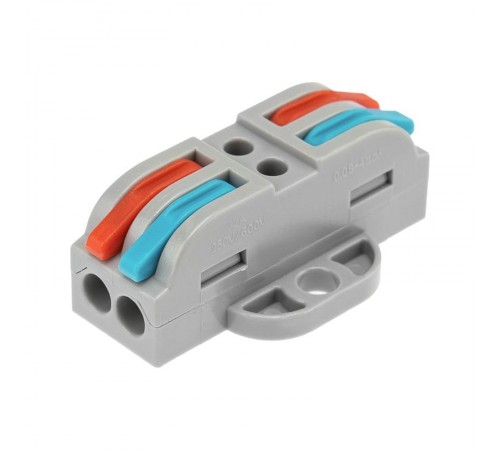 Клемма СМК 222-422P проходная 2 полюса, с монтажной площадкой (0,08-4 мм), серая (50 шт./уп.)  07-6262  REXANT