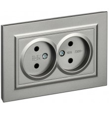 BRITE Розетка 2-ая без заземления без шторок10А в сборе РС12-2-БрС сталь  BR-R20-10-K46-F  IEK