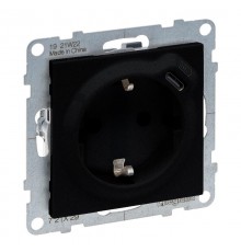 SUNO Комбинированная розетка со шторками 2К+З 16А 250В/USB С 1500мА. Безвинтовые зажимы. Цвет "Антрацит"  721429  Legrand