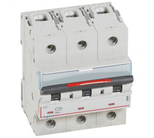 Выключатель автоматический трехполюсный DX3 25A C 36кА (4,5 мод)  410023  Legrand