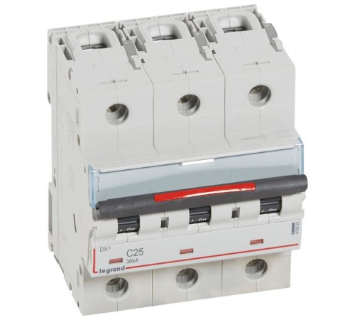 Выключатель автоматический трехполюсный DX3 25A C 36кА (4,5 мод)  410023  Legrand