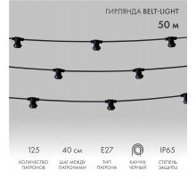 Шнур Belt-Light  2 жилы  шаг 40 см  патроны e27 влагостойкая IP65  331-212  NEON-NIGHT