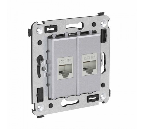 Компьютерная розетка RJ-45 без шторки в стену, кат.6А двойная экранированная, "Avanti", "Закаленная сталь"  4404774  DKC