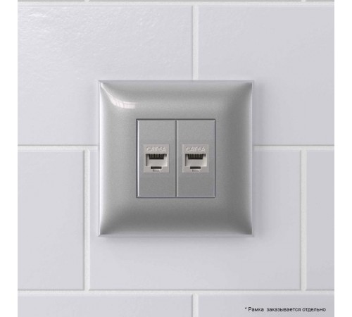 Компьютерная розетка RJ-45 без шторки в стену, кат.6А двойная экранированная, "Avanti", "Закаленная сталь"  4404774  DKC