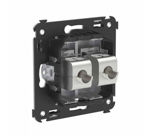 Компьютерная розетка RJ-45 без шторки в стену, кат.6А двойная экранированная, "Avanti", "Закаленная сталь"  4404774  DKC