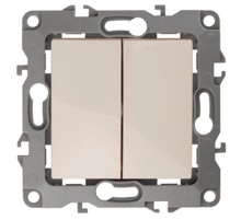 Выключатель двойной 12-1004-02   10АХ-250В, без м.лапок,  слоновая кость  Б0014652  ЭРА